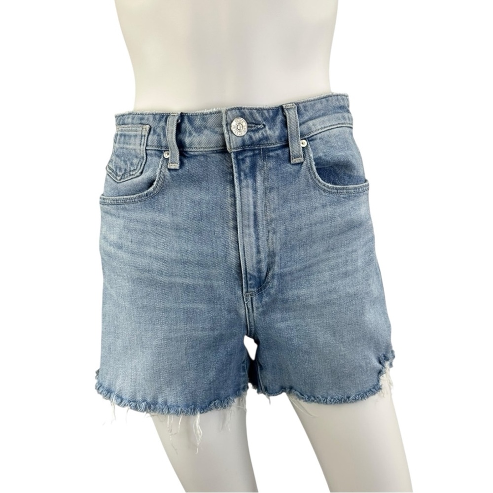 PAIGE Light Blue High-Rise Denim Shorts
